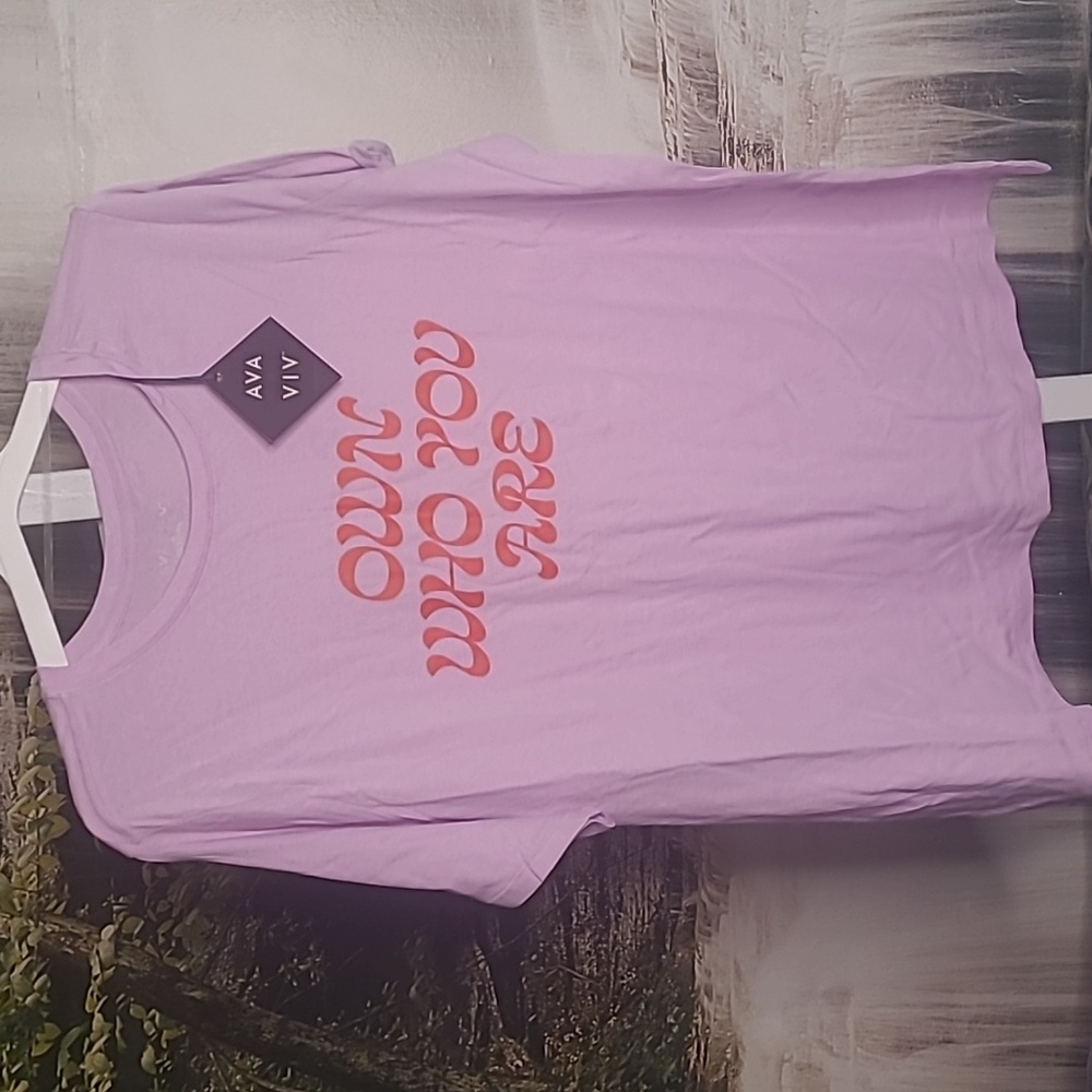 New with tags! Ava & Viv Womens 3X 24W 26W purple Tshirt Own Who You Are